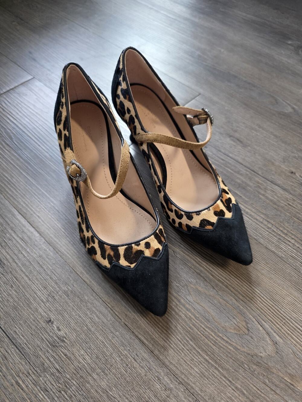 Coach x Tabitha Simmons Shoes Womens 5 Brown Leopard Calf Hair Mary Jane Pumps